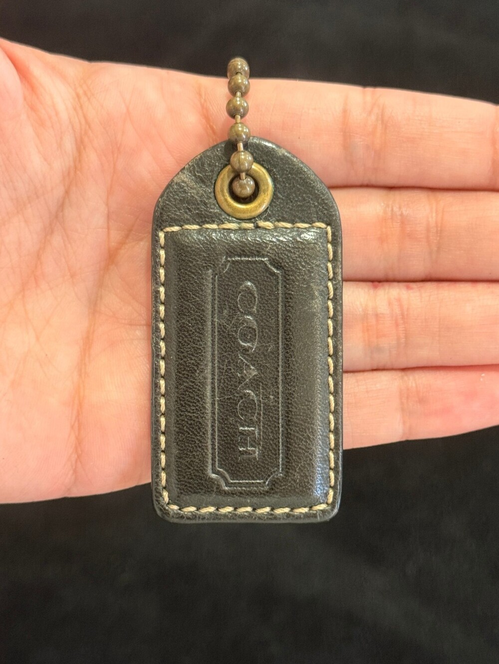 2.5" Y2K Coach Leather Key Fob Keychain Hang Tag Hangtag